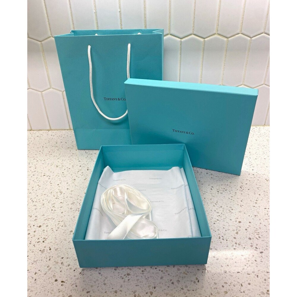 Tiffany & Co. Blue Gift Box Set w/ Bag Tissue Paper Ribbon for Jewelry 10x7